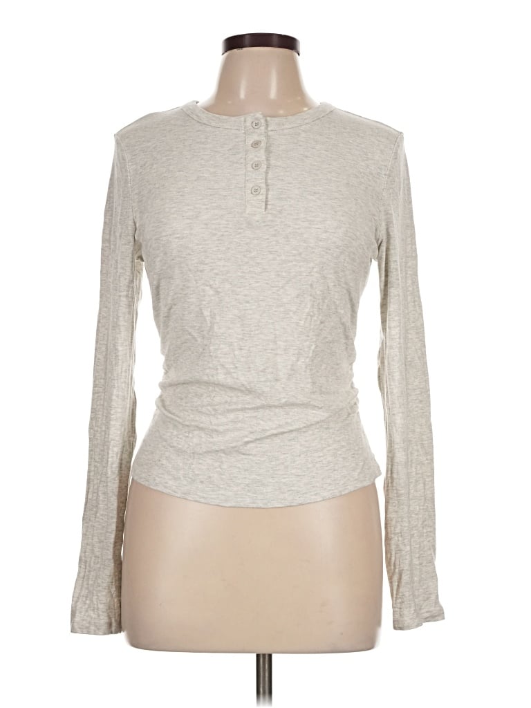 Pre-owned Trendy Queen Long Sleeve Top Gray Turtleneck Tops