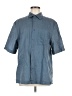 Zara Solid Blue Short Sleeve Button-Down Shirt Size M - photo 1