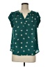 41Hawthorn 100% Polyester Stars Teal Short Sleeve Blouse Size Med Petite - photo 1
