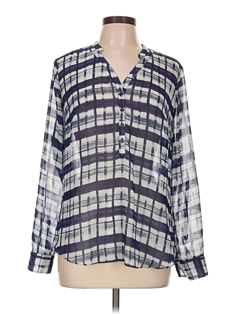 Pre-owned A.n.a. A New Approach Long Sleeve Blouse In Gray