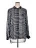TWO by Vince Camuto 100% Polyester Houndstooth Silver Long Sleeve Blouse Size XL - photo 1