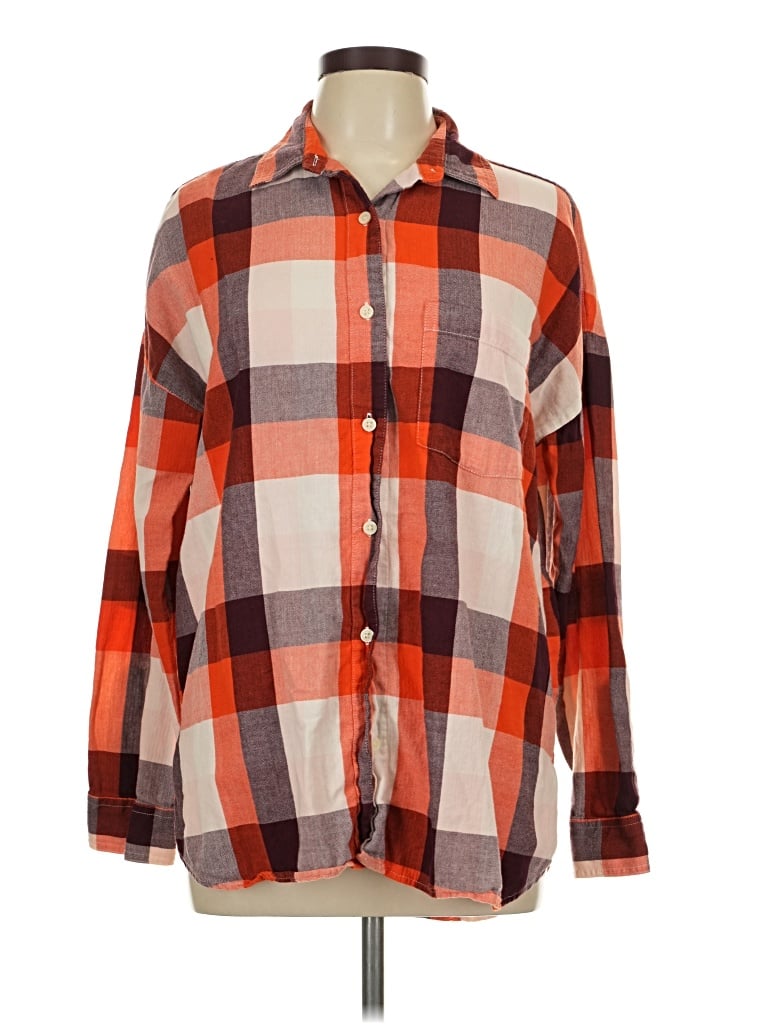 Pre-owned Old Navy Long Sleeve Button Down Shirt In Orange