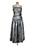 La Maise Studio 100% Polyester Metallic Silver Cocktail Dress Size L - photo 1