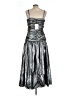 La Maise Studio 100% Polyester Metallic Silver Cocktail Dress Size L - photo 2