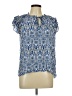 Rose + Olive 100% Rayon Blue Short Sleeve Blouse Size L - photo 1