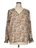 Calvin Klein Animal Print Brown Long Sleeve Blouse Size XL - photo 1