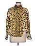 Beulah Style 100% Polyester Animal Print Gold Long Sleeve Blouse Size L - photo 1
