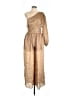 Anthropologie 100% Polyester Metallic Tan Jumpsuit Size 10 - photo 1