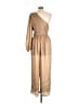 Anthropologie 100% Polyester Metallic Tan Jumpsuit Size 10 - photo 2