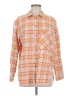 Aerie Plaid Orange Long Sleeve Button-Down Shirt Size M - photo 1