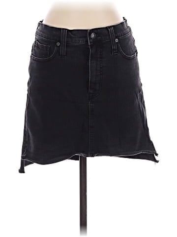 Madewell Stretch Denim Straight Mini Skirt in Lunar Wash: Step-Hem Edition (view 1)
