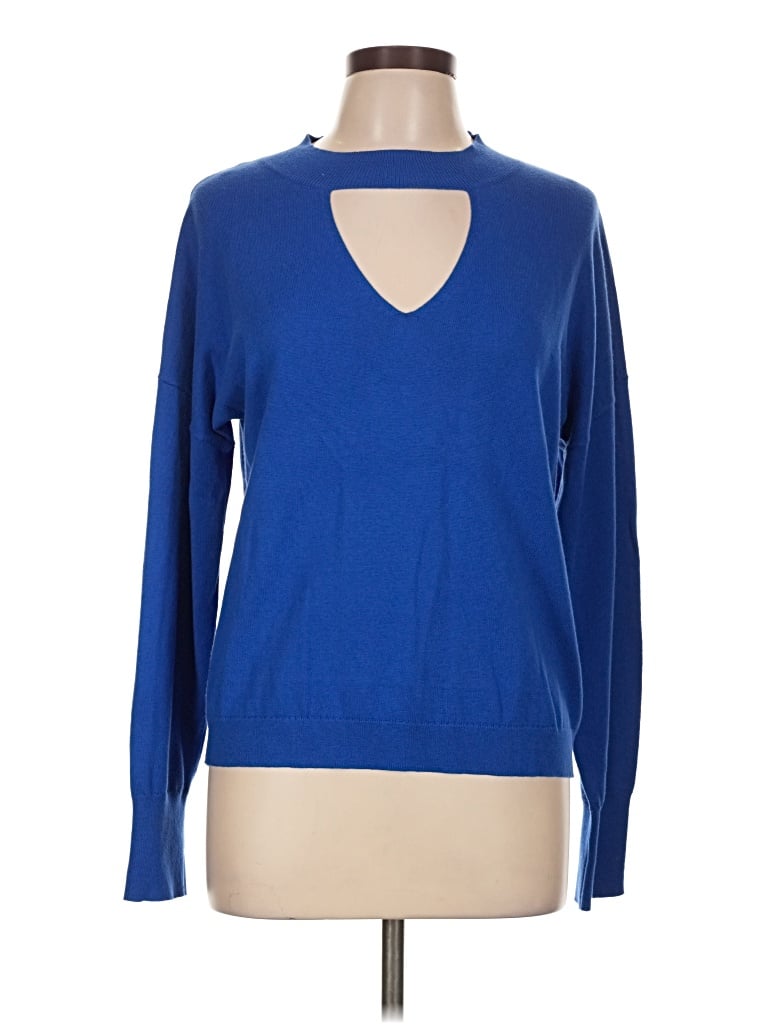 Pre-owned J. Society Long Sleeve Top Blue Keyhole Neckline Tops