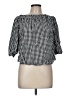 AVA 100% Cotton Checkered-gingham Black Long Sleeve Blouse Size M - photo 1