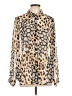 ASOS Design 100% Polyester Animal Print Ivory Long Sleeve Blouse Size 12 - photo 1