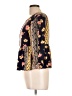 Blue Rain Floral Graphic Gold 3/4 Sleeve Blouse Size L - photo 5