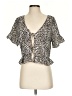 Polly 100% Polyester Animal Print Brown Short Sleeve Blouse Size 4 - photo 1