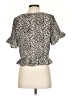 Polly 100% Polyester Animal Print Brown Short Sleeve Blouse Size 4 - photo 2