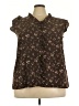 Unbranded Floral Brown Short Sleeve Blouse Size 3X - photo 1
