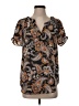 DR2 100% Polyester Paisley Black Short Sleeve Blouse Size S - photo 1