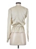Talula 100% Silk Metallic Ivory Long Sleeve Silk Top Size XXS - photo 2