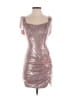 Assorted Brands 100% Polyester Metallic Silver Brown Cocktail Dress Size S (estimated) - photo 1