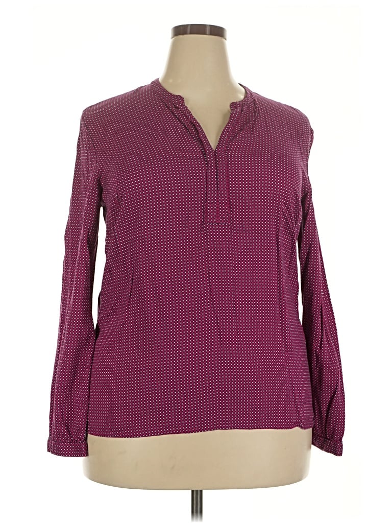 Pre-owned Tommy Hilfiger Long Sleeve Blouse In Burgundy