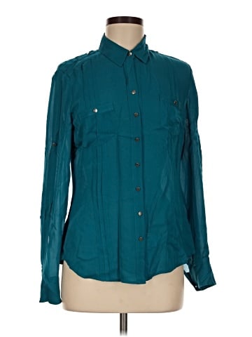 White House Black Market Long Sleeve Silk Top (view 1)