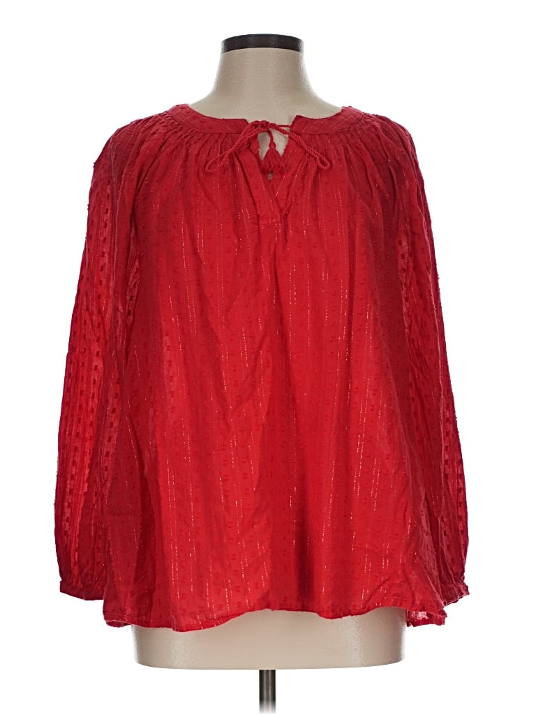 Pre-owned Old Navy Long Sleeve Blouse In Red