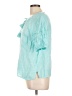 Talbots 100% Linen Teal Short Sleeve Blouse Size Lg Petite - photo 5