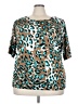Elementz Animal Print Teal Short Sleeve T-Shirt Size 2X - photo 1