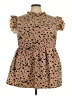 Shein Curve 100% Polyester Animal Print Brown Short Sleeve Blouse Size 3X - photo 1