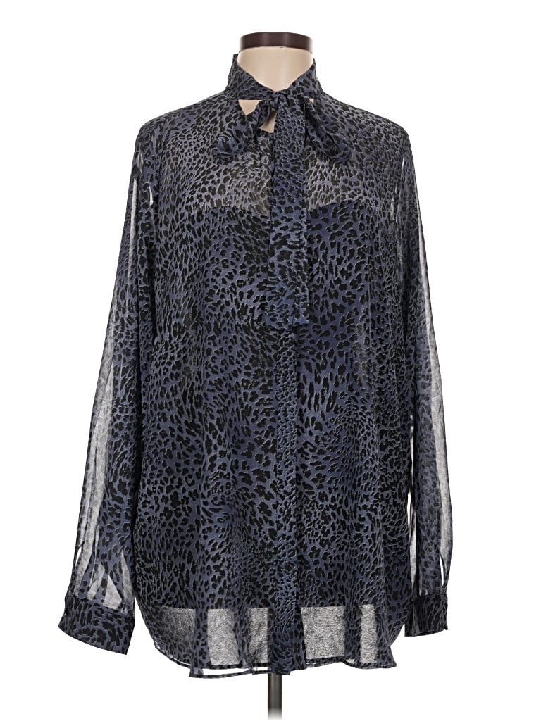 Pre-owned Persona By Marina Rinaldi Long Sleeve Blouse In Blue