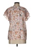Unbranded 100% Polyester Floral Pink Short Sleeve Blouse Size L - photo 1