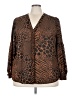 MICHAEL Michael Kors Animal Print Brown Long Sleeve Blouse Size 2X - photo 1