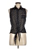 Pearl Black Sleeveless Button-Down Shirt Size M - photo 1