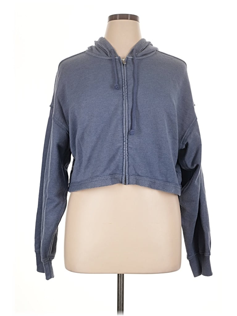 Pre-owned Aerie Zip Up Hoodie In Blue