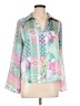 Zara 100% Polyester Color Block Green 3/4 Sleeve Blouse Size L - photo 1