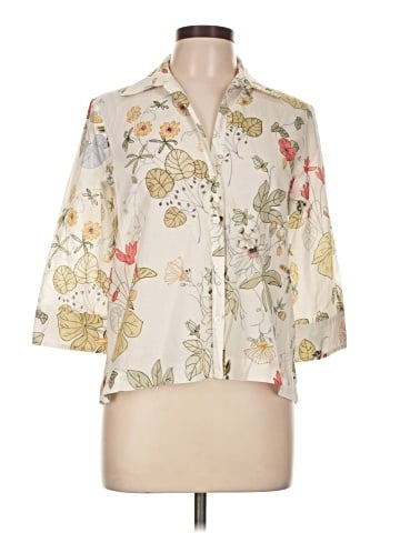 Zara 3/4 Sleeve Button-Down Shirt (view 1)