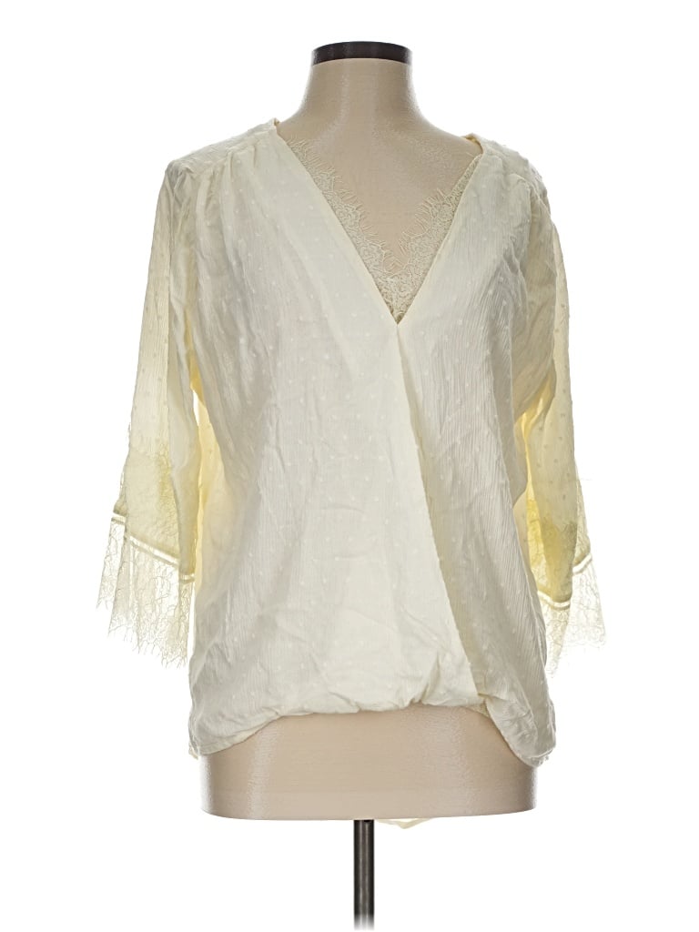 Pre-owned Umgee 3/4 Sleeve Blouse In Ivory