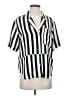 AYR Stripes Black Short Sleeve Silk Top Size S - photo 1