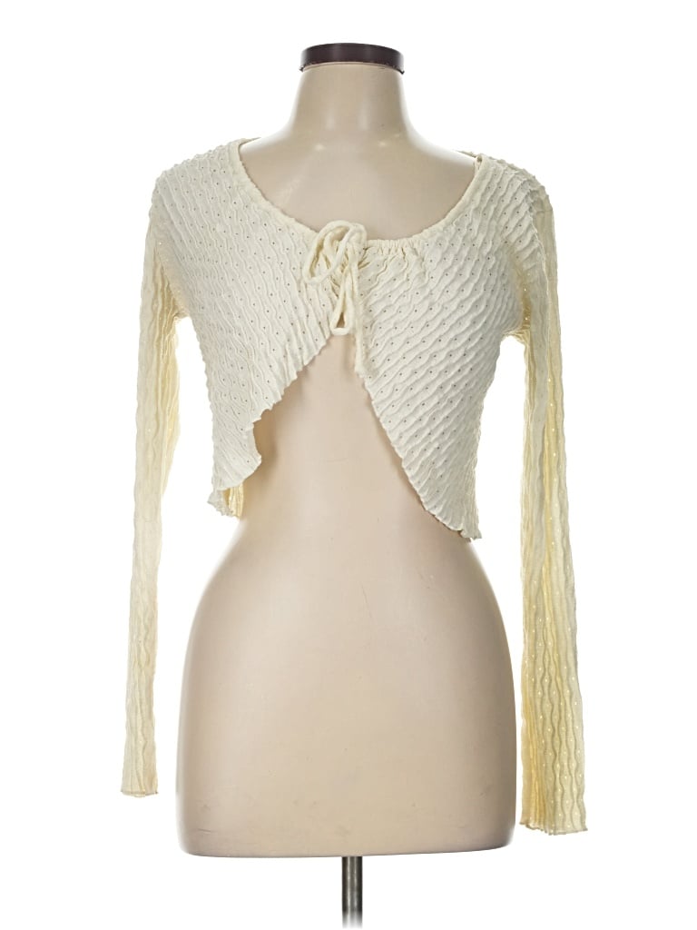 Pre-owned Kirious Long Sleeve Top Ivory Sweetheart Neckline Tops