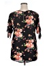 Papermoon 100% Polyester Floral Black Short Sleeve Blouse Size XL - photo 2