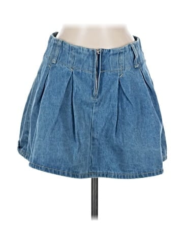 Blue Velvet Denim Skirt (view 1)