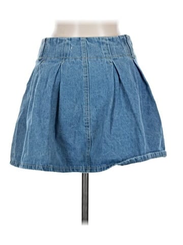 Blue Velvet Denim Skirt (view 2)