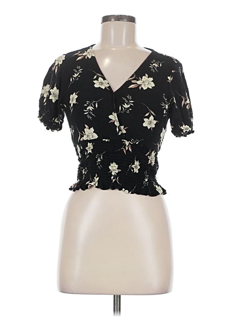 Pre-owned Paper Crane Short Sleeve Top Black Sweetheart Neckline Tops