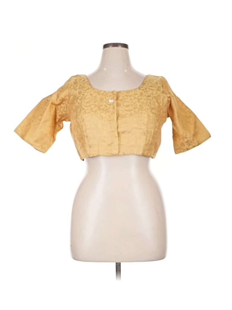 Pre-owned Assorted Brands Short Sleeve Blouse In Gold