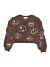 No Comment Print Brown Pullover Sweater Size 10 - 12 - photo 1