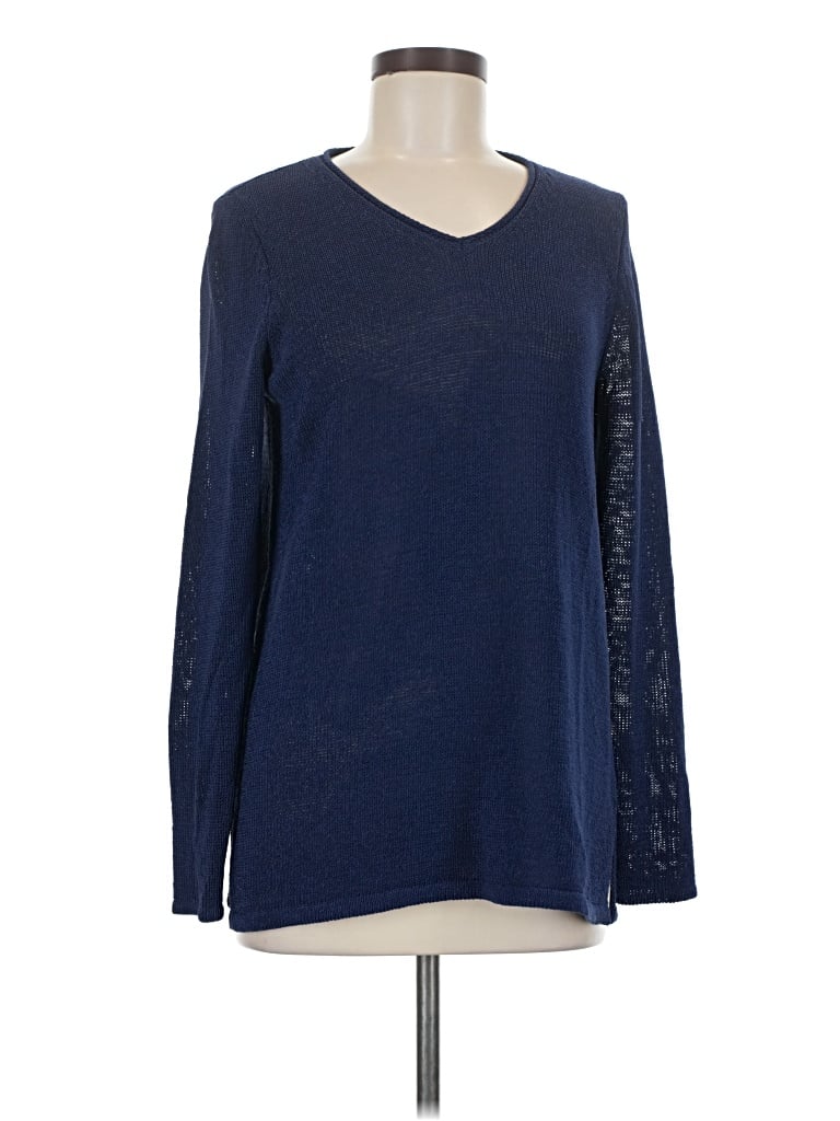 Pre-owned J. Mclaughlin Long Sleeve Top Blue V-neck Tops