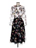 Ann Taylor 100% Polyester Floral Black Casual Dress Size 8 (petite) - photo 2