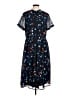 eShakti 100% Polyester Print Multi Color Blue Casual Dress Size S (estimated) - photo 1